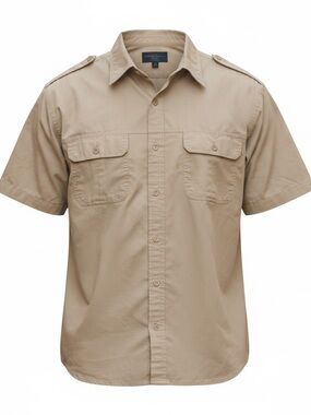 Men’s Khaki Short-Sleeve Utility Shirt Sixe 2XL